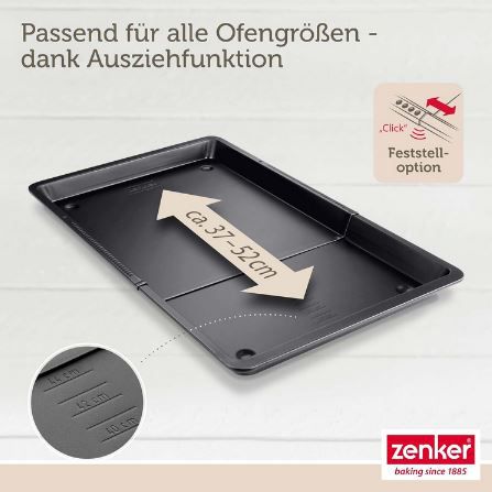 🍰 Zenker Black Metallic Universal Backblech, ausziehbar 37 52cm für 14,99€ (statt 21€)