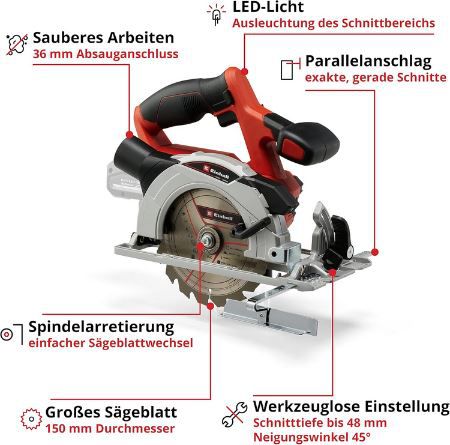 🪚 Einhell TE CS 18/150 Akku Handkreissägen Set für 87,49€ (statt 121€)