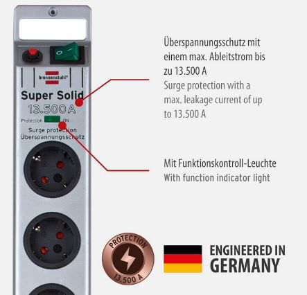 🔌 Brennenstuhl Super Solid 8 Fach Steckdosenleiste mit Überspannungsschutz für 20,29€ (statt 25€)