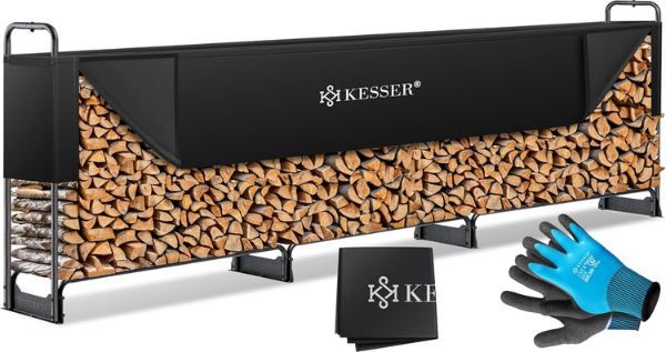 🪵 Kesser Metall Kaminholzregal mit Abdeckung, 390x36x117cm für 84,80€ (statt 115€)