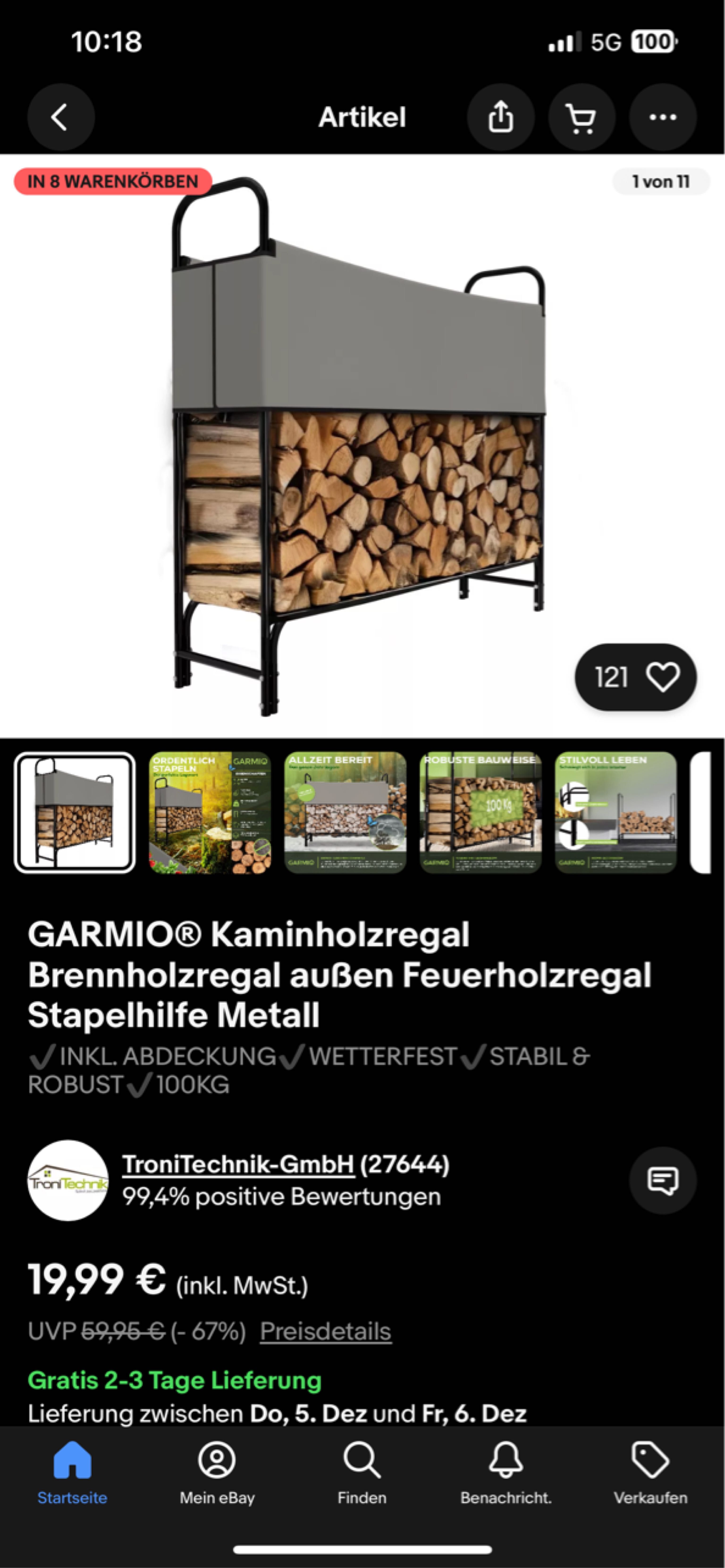 GARMIO® Kaminholzregal für 19,99€