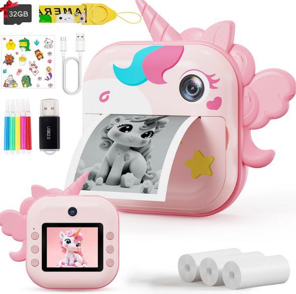 🦄 Selvim 2,4 Sofortbildkamera für Kinder mit 1080P & 32GB Karte für 29,99€ (statt 60€)