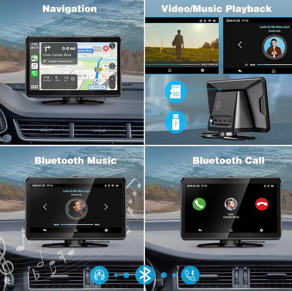 PORMIDO 7 Zoll Display mit Wireless CarPlay & Android Auto für 69,99€ (statt 100€)