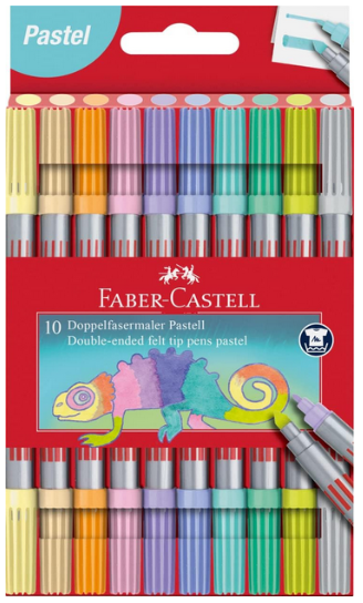 Faber Castell 151112   Filzstifte Set Pastell   10 Doppelfasermaler für 2,62€ (statt 6€)