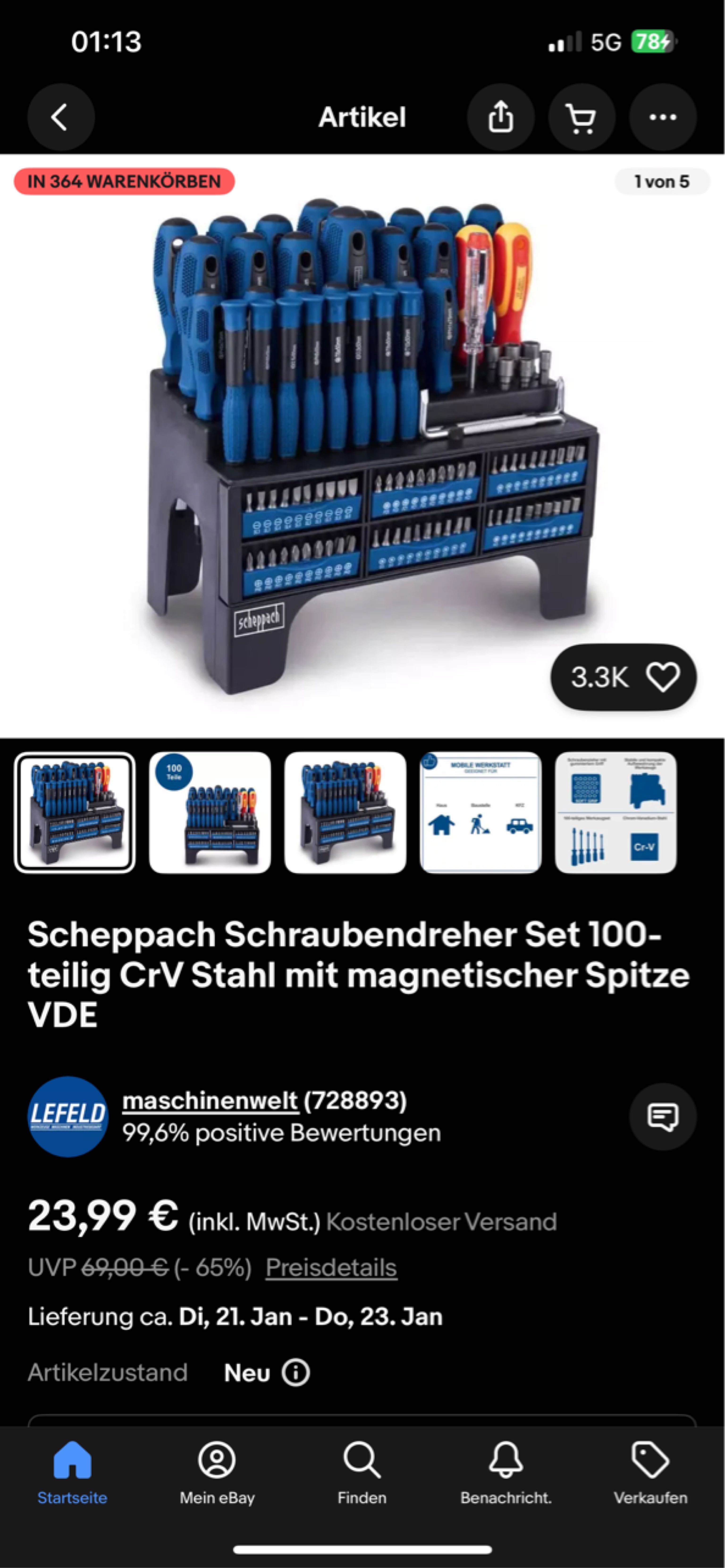 Scheppach Schraubendreher Set 100 teilig CrV Stahl mit magnetischer Spitze VDE