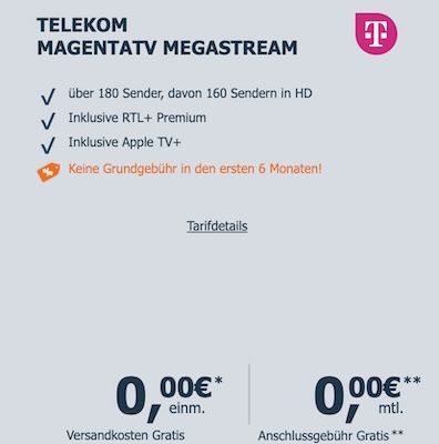 🔥6 Monate GRATIS 📺 Telekom MagentaTV Megastream inkl. 50€ Cashback für eff. 16,67€ mtl.