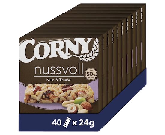 40x Corny nussvoll Nuss und Traube mit Rosinen ab 12,25€ (statt 17€)