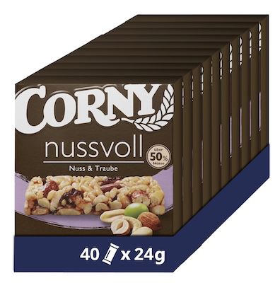 40x Corny nussvoll Nuss und Traube mit Rosinen ab 12,25€ (statt 17€)