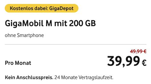 Vodafone Allnet 200GB 5G für rechn. 31,66€ mtl.   mit Gigakombi nur 21,66€ mtl.