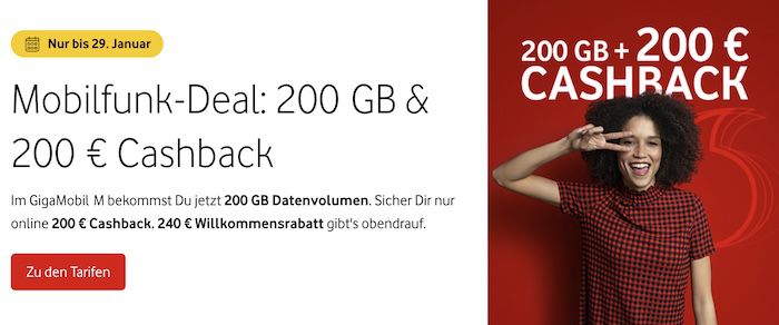 Vodafone Allnet 200GB 5G für rechn. 31,66€ mtl.   mit Gigakombi nur 21,66€ mtl.