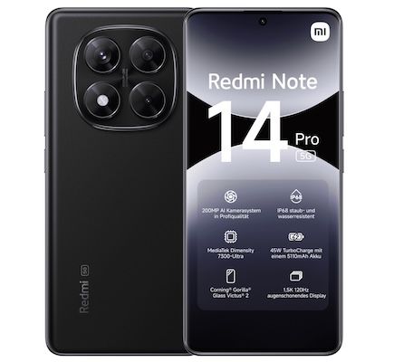 Neuheit 😮 Xiaomi Redmi Note 14 Pro (256 GB) + Vodafone Allnet 30GB 5G nur 19,99€ mtl. + 50€ Bonus