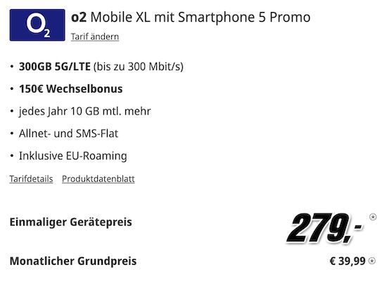 🍎 Apple iPhone 16 Pro für 279€ + o2 Allnet 300GB LTE/5G für 39,99€ mtl. + 150€ Bonus