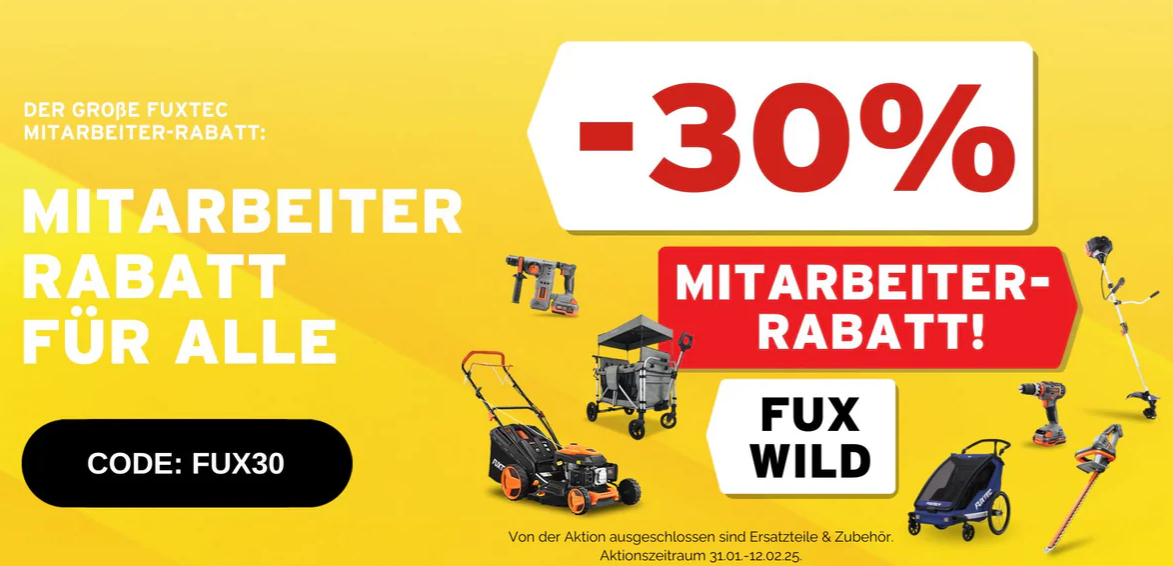 30% Rabatt auf ALLES bei Fuxtec   z.B. FX CT500 Bollerwagen 112,70€ (statt 157€)