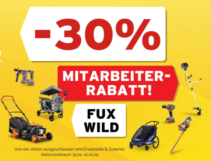 30% Rabatt auf ALLES bei Fuxtec – z.B. FX-CT500 Bollerwagen 112,70€ (statt 157€)