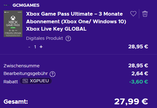 🎮 3 Monate Xbox Game Pass Ultimate für 27,99€ (statt 37€)