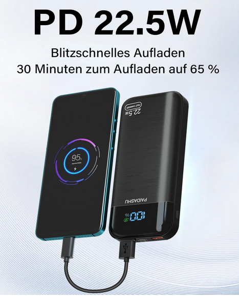 💥Paidashu Power Bank 27.000mAh 22,5W Schnellladefunktion für 12,99€ (statt 30€)