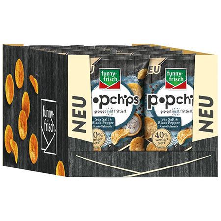 12er Pack funny-frisch Popchips Sea Salt & Black Pepper ab 10,75€ (statt 24€)