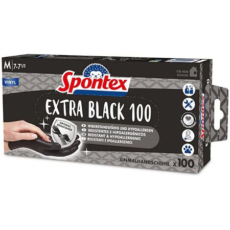 100er Pack Spontex Extra Black Einmalhandschuhe aus Vinyl (S,M od. L) ab 6,64€ (statt 11€)