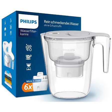 Philips Water Wasserfilterkanne +6 Micro X-Clean Ersatzfilterkartuschen für 26,29€ (statt 40€)