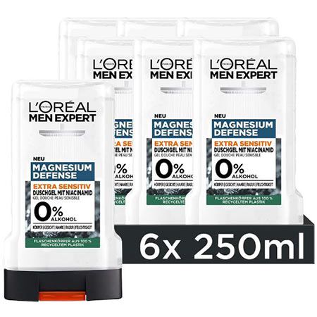 6er Pack L’Oréal Men Expert Magnesium Defense Duschgel ab 8,49€ (statt 12€)