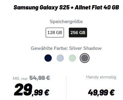 Über 100€ GEWINN 🔥 Samsung Galaxy S25 & Vodafone Allnet 40GB 5G für 29,99€ + 100€ Bonus