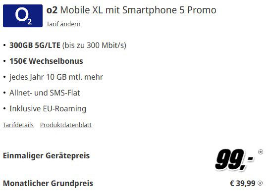 Apple iPhone 16 für 99€ + o2 Allnet 300GB LTE/5G für 39,99€ mtl. + 150€ Bonus