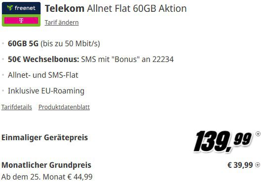 📱➡️ Google Pixel 9 Pro für 139€ + Telekom 5G Allnet 60GB 39,99€ mtl. + 50€ Bonus