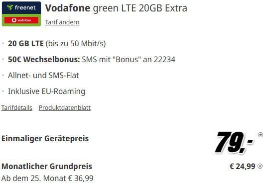 📱 Samsung Galaxy S24 FE für 79€ + Vodafone Allnet 20GB für 24,99€ mtl.