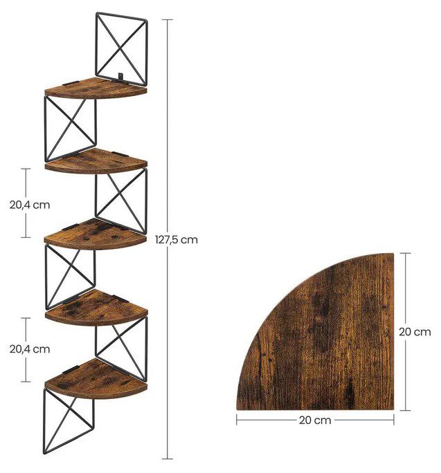 VASAGLE Eckregal mit 5 Ebenen zur Wandmontage für 16,99€ (statt 26€)