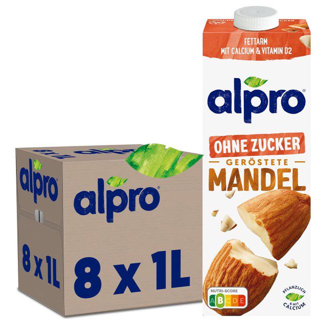 🥛 8x Alpro Mandeldrink ungesüßt vegan & laktosefrei ab 16,52€ (statt 20€)