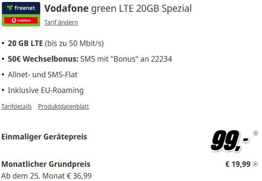 🍏🔥 Apple iPhone 13 für 99€+ Vodafone Allnet 20GB für 19,99€ mtl. + 50€ Bonus