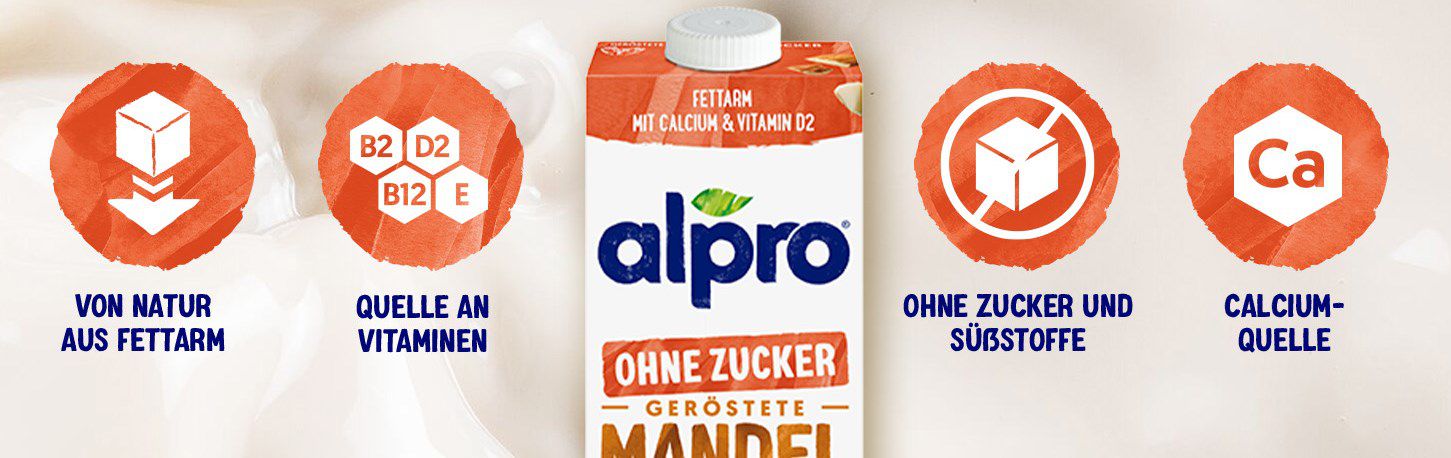 🥛 8x Alpro Mandeldrink ungesüßt vegan & laktosefrei ab 17,40€ (statt 23€)