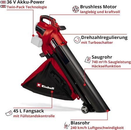 🍂 Einhell Venturro 36/240 Professional Akku Laubsauger für 131,49€ (statt 155€)