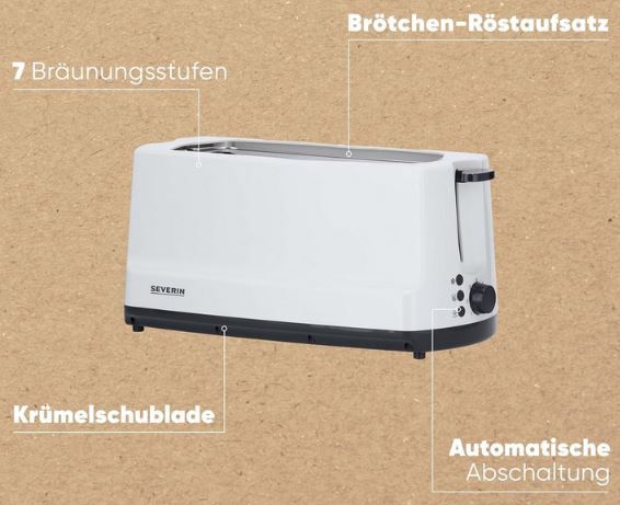 🍞 Severin AT 2234 Toaster mit Brötchenaufsatz für 26,99€ (statt 35€)