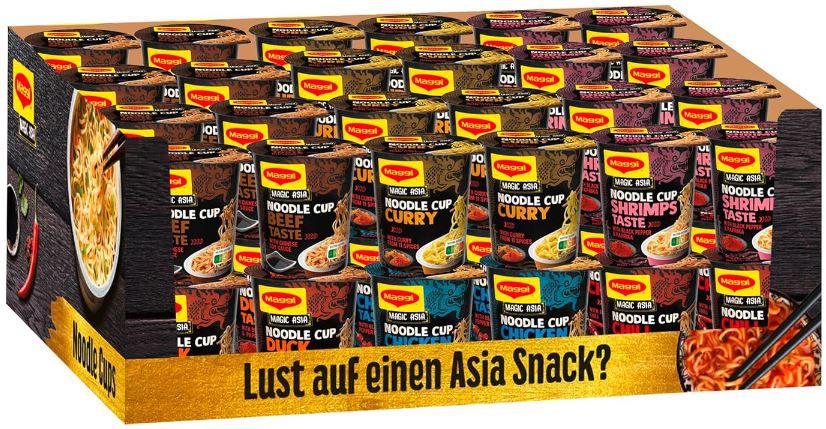 🥢 48x Maggi Magic Asia Noodle Cups mit 6 Sorten ab 47,49€ (statt 64€)   Nur 0,99€ pro Cup