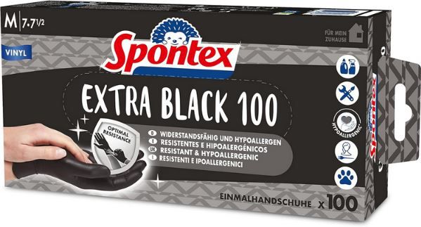 100er Pack Spontex Extra Black Einmalhandschuhe aus Vinyl (M od. L) ab 5,64€ (statt 11€)