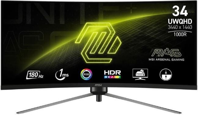 🖥️ MSI MAG 345CQRDE 34 UWQHD Gaming Monitor, 180Hz für 306,99€ (statt 332€)