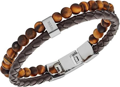 Fossil Vintage Casual Leder & Edelstahl Armband für 33,11€ (statt 41€)