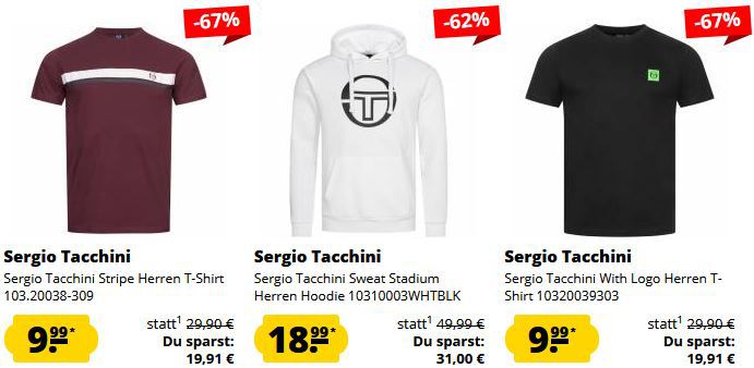 👕 SportSpar: Sergio Tacchini Sale ab 11,99€ + 5€ Gutschein ab 60€