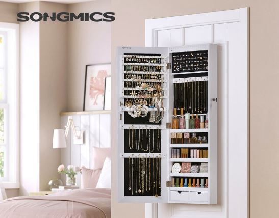 Songmics Schmuckschrank mit Spiegel zum Aufhängen für 59,99€ (statt 78€)