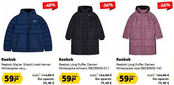 🔥 SportSpar: Reebok Winterjacken Sale ab 54,59€   z.B. Glacier Shield Jacke für 54,59€ (statt 74€)