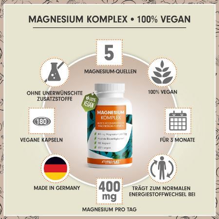 💪🏻 180er Pack Pro Fuel Magnesium Komplex Kapseln, 400mg ab 6,34€ (statt 15€)