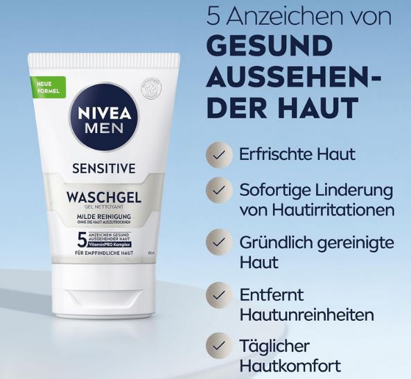 Nivea Men Sensitive Waschgel, 100 ml ab 2,39€ (statt 4€)