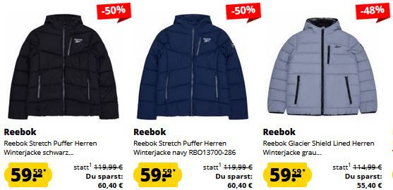 🔥 SportSpar: Reebok Winterjacken Sale ab 54,59€   z.B. Glacier Shield Jacke für 54,59€ (statt 74€)