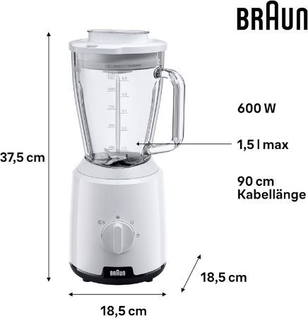 🍲 Braun JB1050WH PowerBlend 1 Standmixer, 1,5L für 31,99€ (statt 37€)