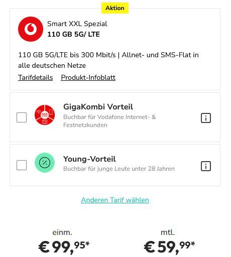 🍏 Apple iPhone 16 Pro für 99,95€ + Vodafone 110GB Allnet 59,99€ mtl. + 200€ Bonus