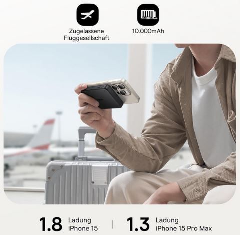 Baseus Qi2 Magsafe Powerbank mit 10.000mAh + Gratis Kabel für 28,99€ (statt 40€)