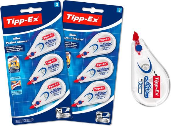 6er Pack Tipp Ex Mini Pocket Mouse Korrekturroller, 6m x 5mm für 10,83€ (statt 17€)