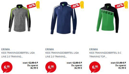 Picksport: Erima Flash Sale   Jeder Artikel 6€ zzgl. Versand   Nur 48h!