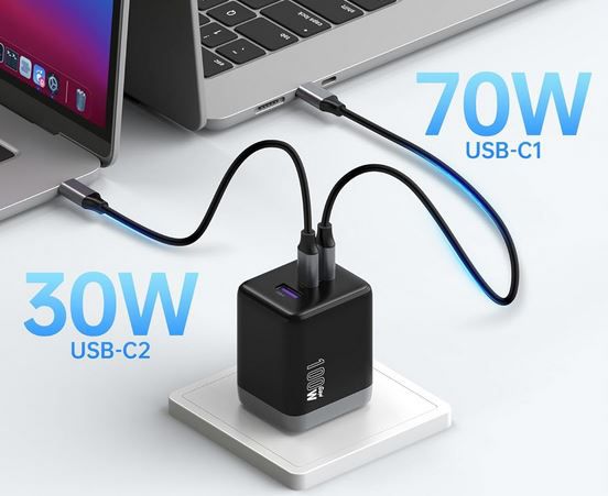 🔌 NOVOO 3 Port USB C/A GaN Ⅲ Ladegerät mit bis zu 100W für 25,29€ (statt 46€)